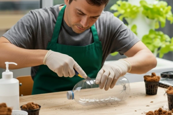 botella de plastico siendo cortada 600x400